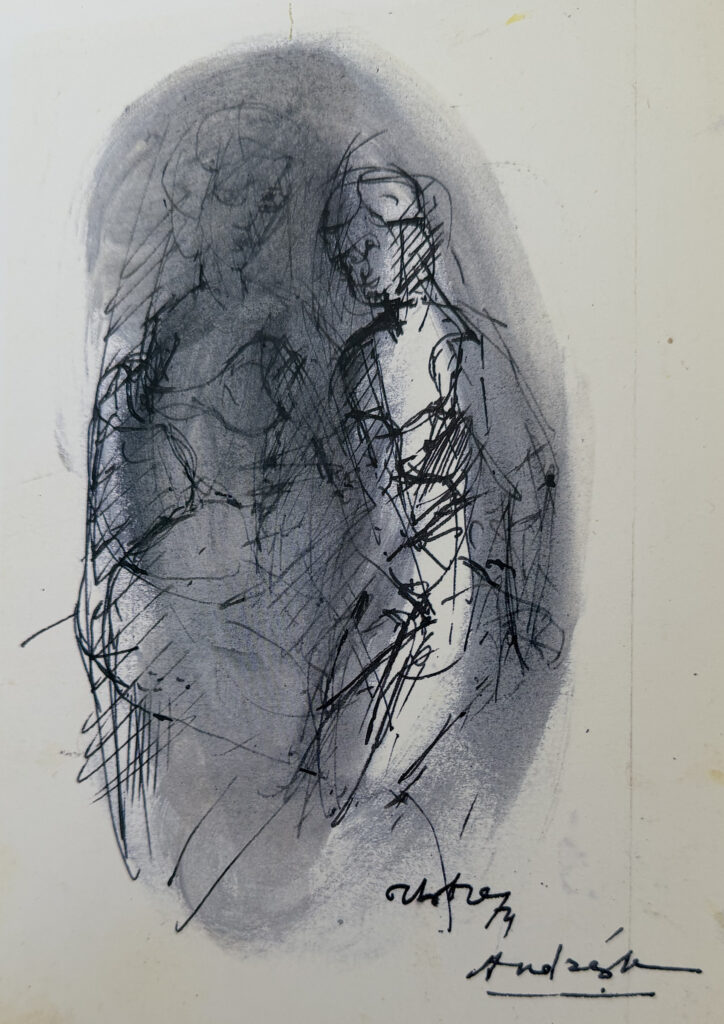 Untitled (figure and reflection in an oval field), œuvre de Constantin Andréou